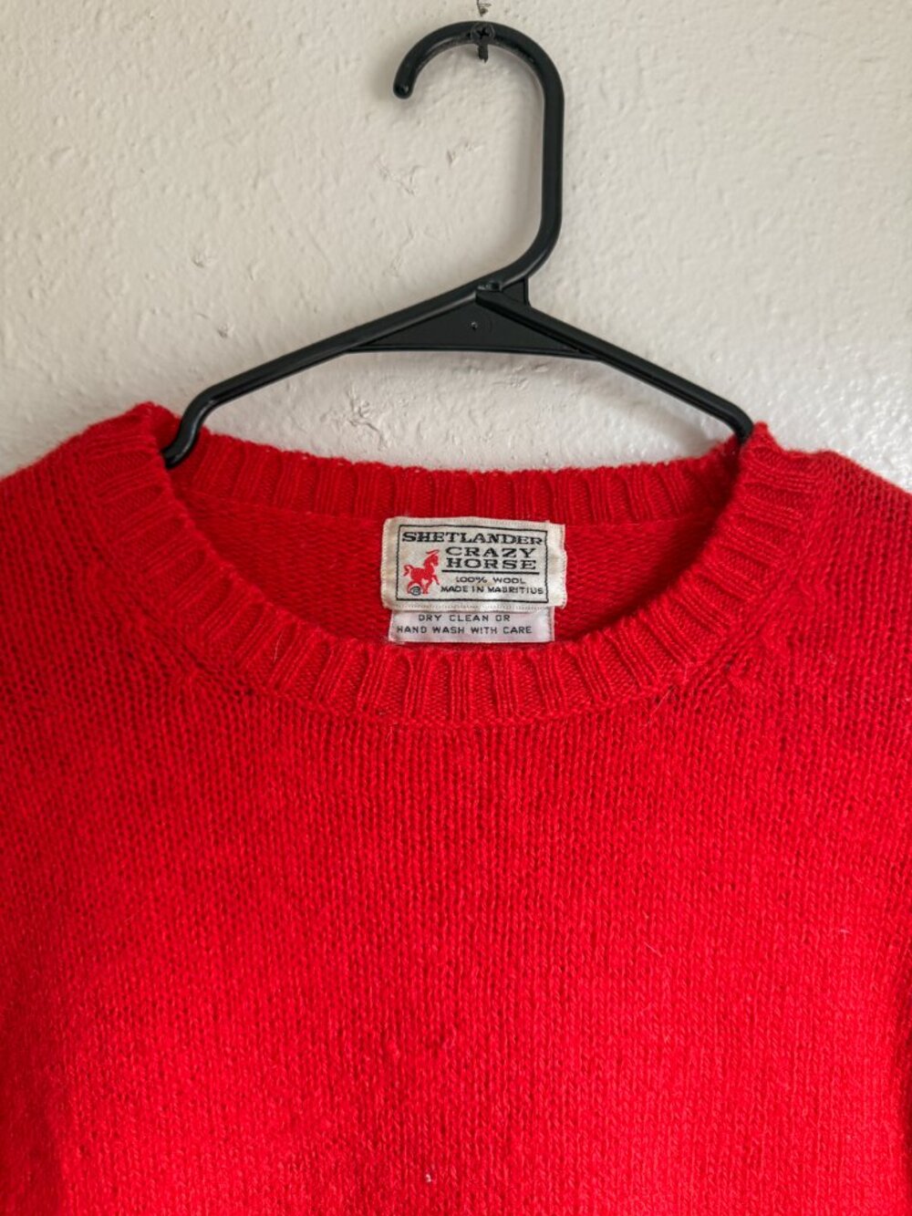 Vintage Bright Red Lambswool Sweater by Shetlander - Picture 4 of 5